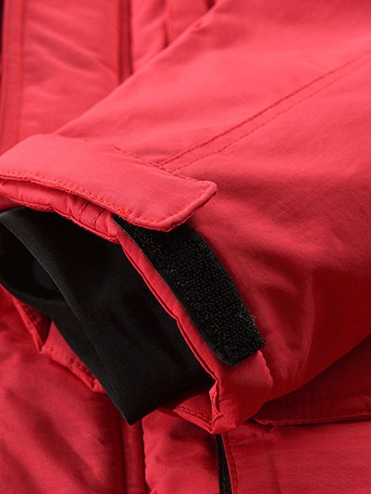 Veste En Duvet Décontractée Pour Hommes Avec Fermeture Éclair Mi-longue À Appliques À Col Montant