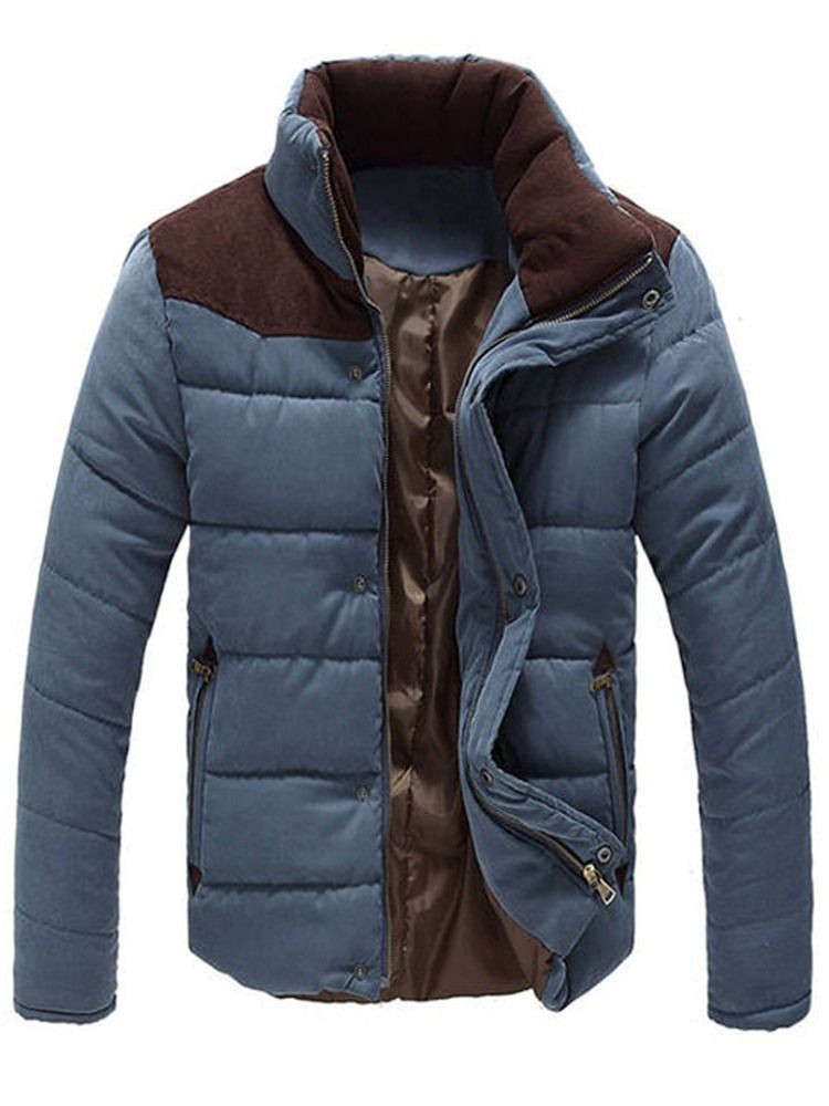 Veste En Duvet Décontractée Standard Pour Hommes Avec Patchwork De Couleurs