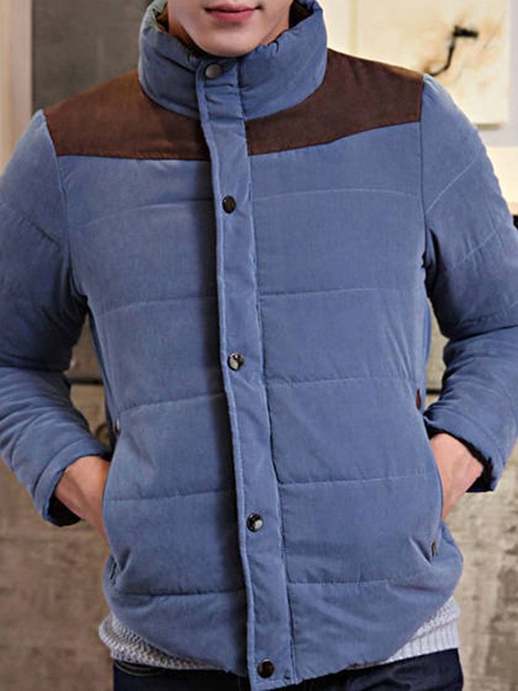 Veste En Duvet Décontractée Standard Pour Hommes Avec Patchwork De Couleurs