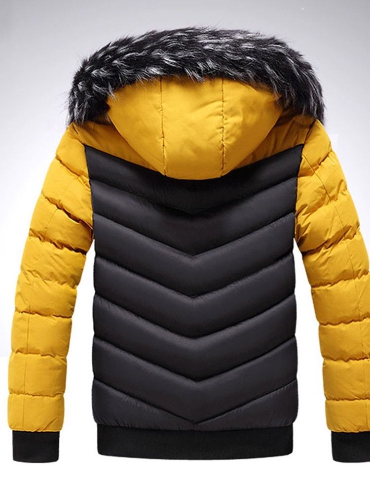 Veste En Duvet Européenne À Fermeture Éclair Standard À Blocs De Couleurs Pour Hommes