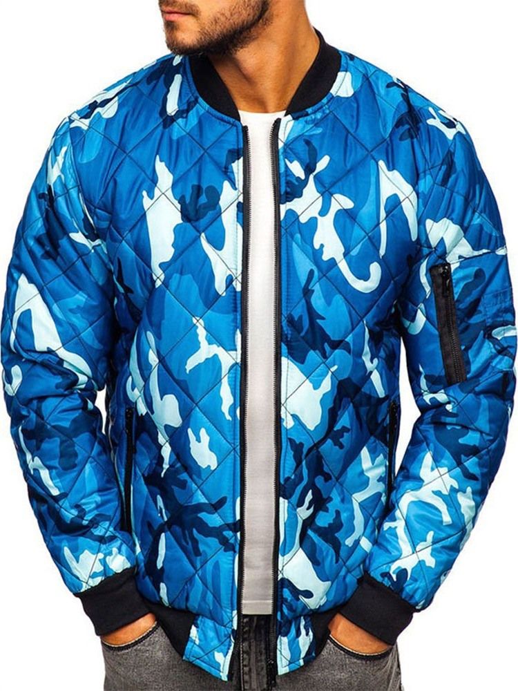 Veste De Duvet Européenne À Fermeture Éclair Standard À Col Montant Et Camouflage