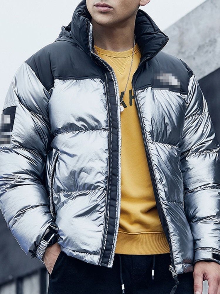 Veste En Duvet Européenne Standard À Blocs De Couleurs Pour Hommes