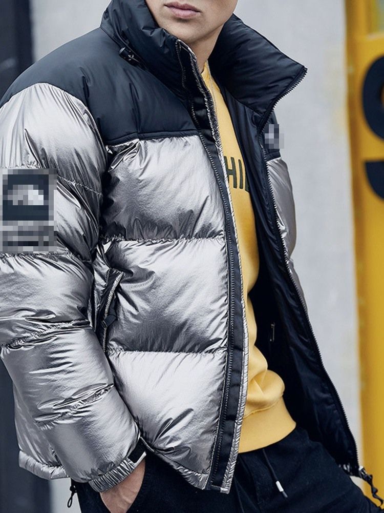 Veste En Duvet Européenne Standard À Blocs De Couleurs Pour Hommes