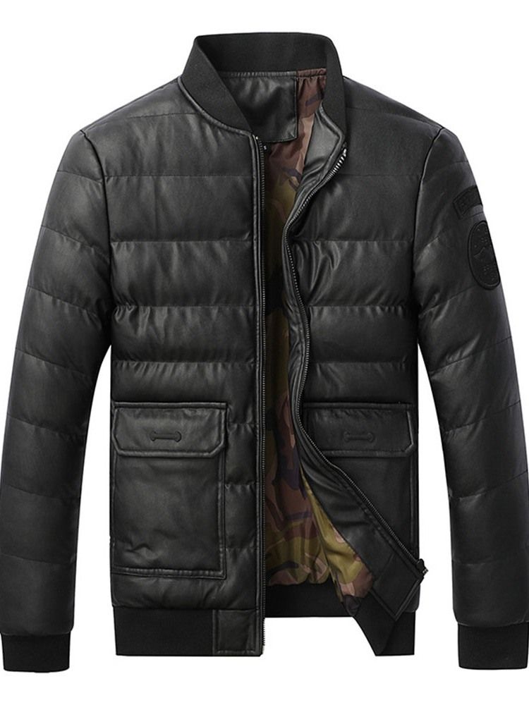 Veste En Duvet À Glissière Coréenne Standard Avec Appliques À Col Montant Pour Hommes