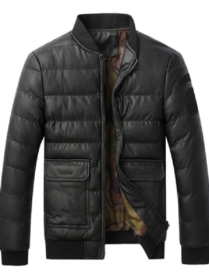 Veste En Duvet À Glissière Coréenne Standard Avec Appliques À Col Montant Pour Hommes