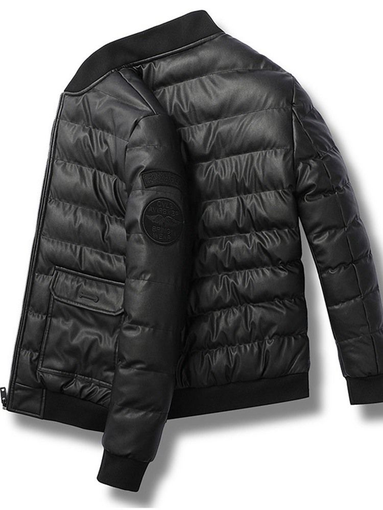 Veste En Duvet À Glissière Coréenne Standard Avec Appliques À Col Montant Pour Hommes