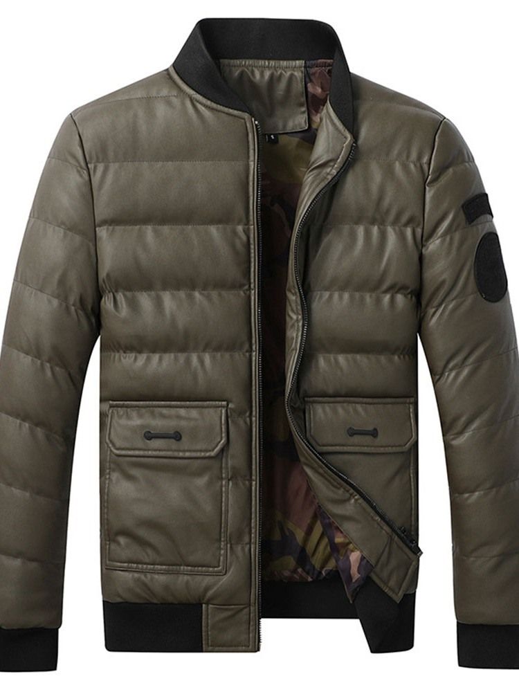 Veste En Duvet À Glissière Coréenne Standard Avec Appliques À Col Montant Pour Hommes