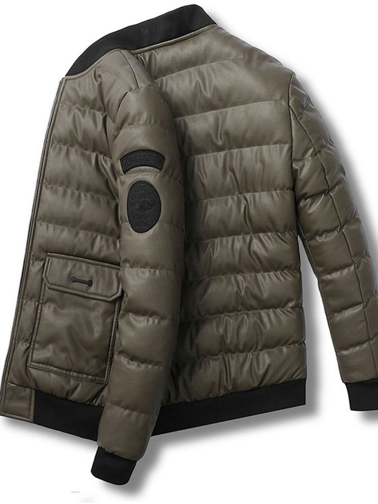 Veste En Duvet À Glissière Coréenne Standard Avec Appliques À Col Montant Pour Hommes