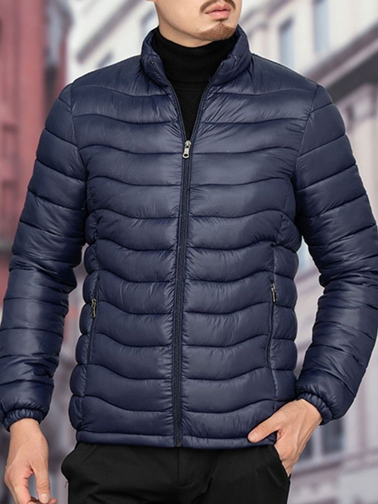 Veste En Duvet À Glissière Décontractée À Col Montant Standard Pour Hommes