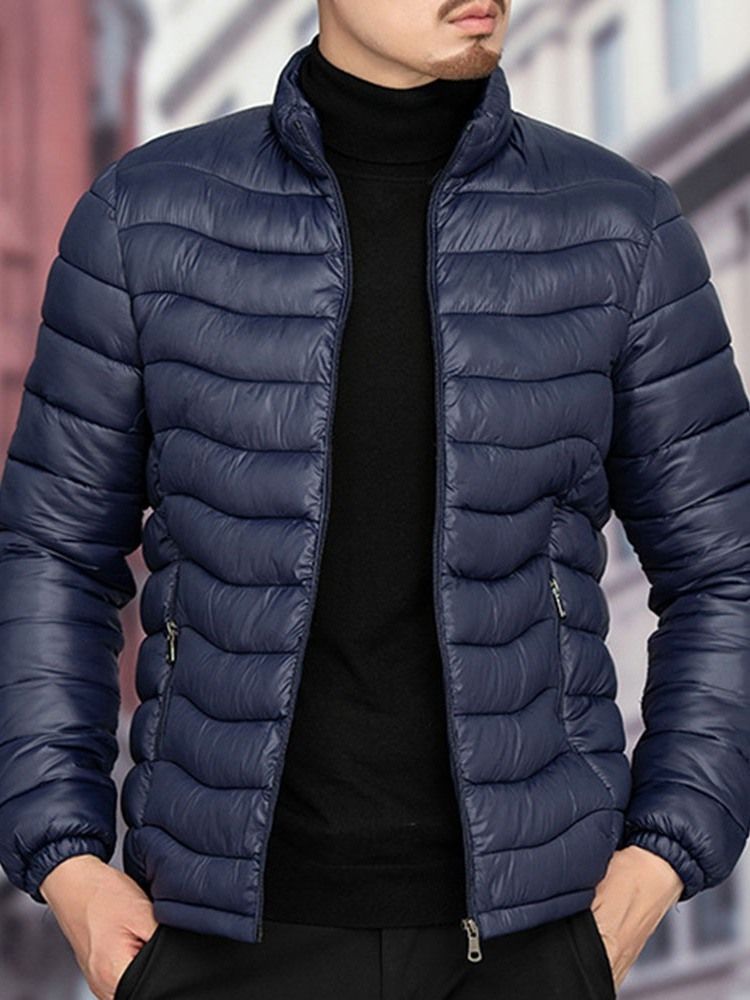 Veste En Duvet À Glissière Décontractée À Col Montant Standard Pour Hommes