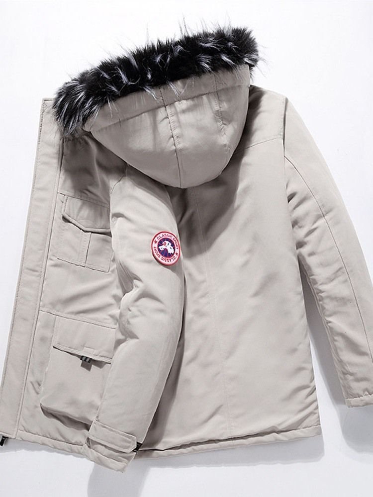 Veste En Duvet À Glissière Européenne Avec Appliques Standard Pour Hommes