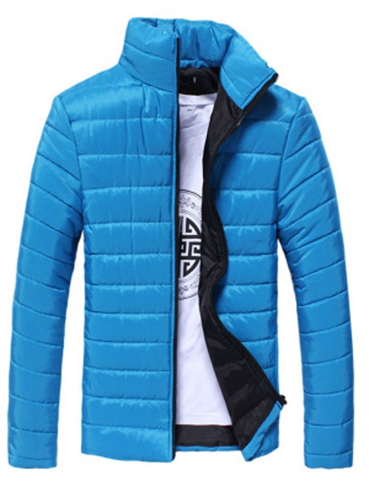 Veste En Duvet Pour Hommes De Style Décontracté Avec Fermeture À Glissière De Couleur Unie