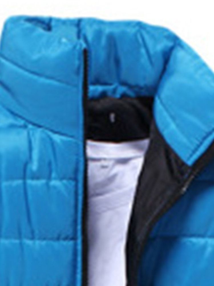 Veste En Duvet Pour Hommes De Style Décontracté Avec Fermeture À Glissière De Couleur Unie