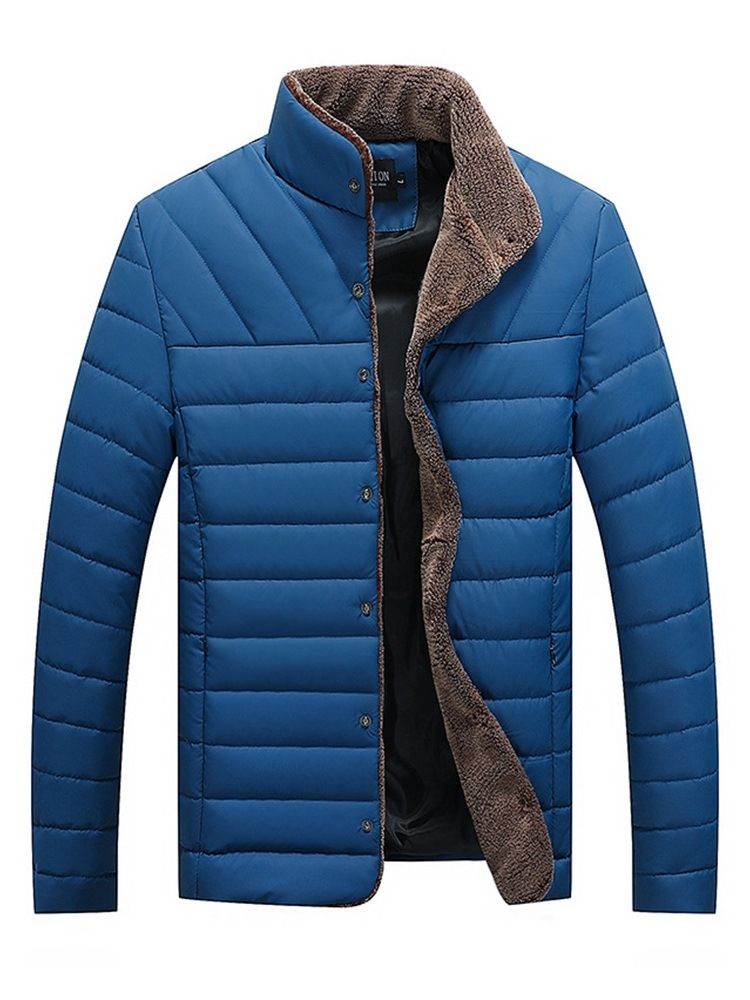 Veste Matelassée D'hiver Pour Hommes Avec Poche Unie Et Col Montant