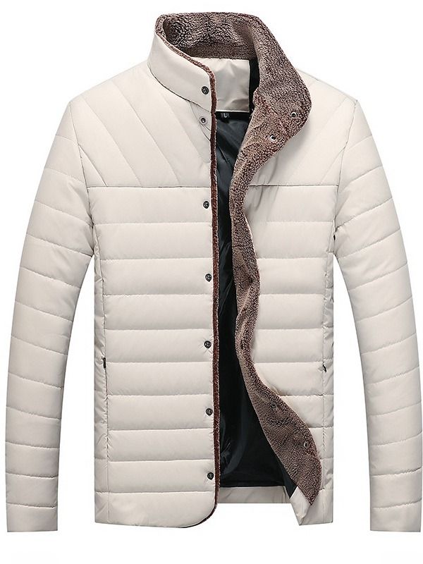 Veste Matelassée D'hiver Pour Hommes Avec Poche Unie Et Col Montant