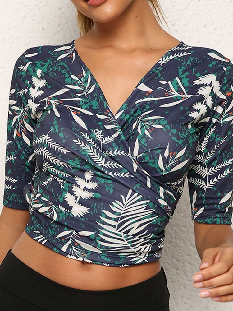 Hauts Pour Femmes À Manches Courtes Et Imprimé Floral En Polyester À Séchage Rapide