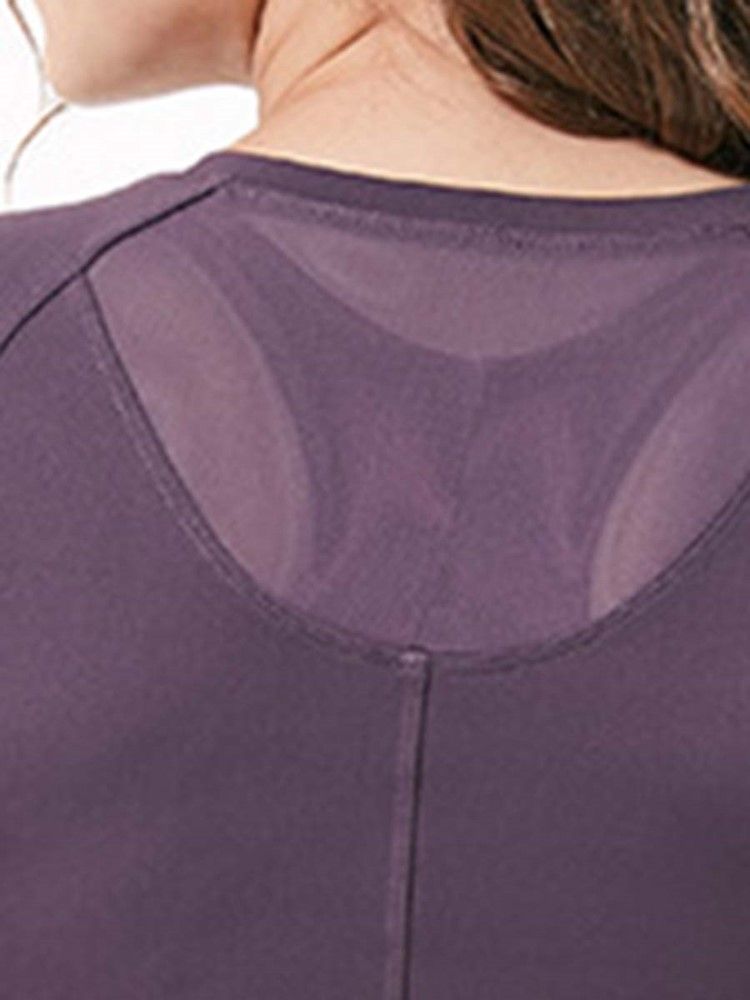 T-shirt De Yoga Solide À Séchage Rapide En Nylon Pour Femmes