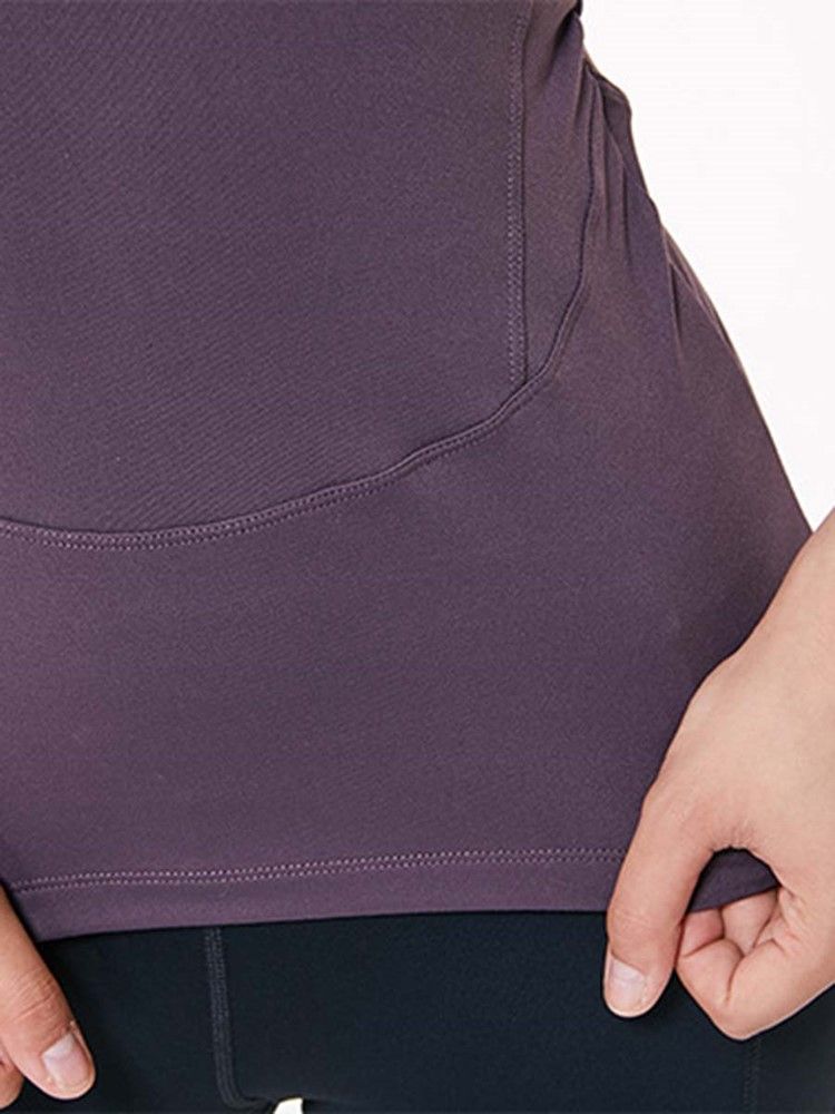 T-shirt De Yoga Solide À Séchage Rapide En Nylon Pour Femmes