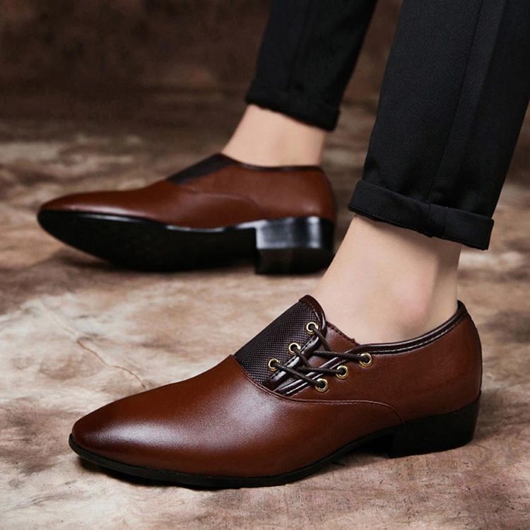 Chaussures Basses À Lacets Unies Pour Hommes