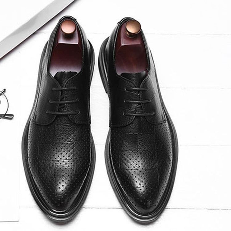 Chaussures Habillées Pour Hommes À Bout Pointu Et À Lacets En Pu