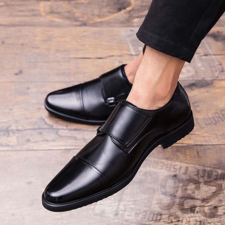 Chaussures Habillées Pour Hommes À Bout Rond Et Bloc De Couleur Pu