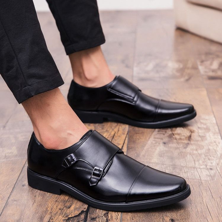 Chaussures Habillées Pour Hommes À Bout Rond Et Bloc De Couleur Pu