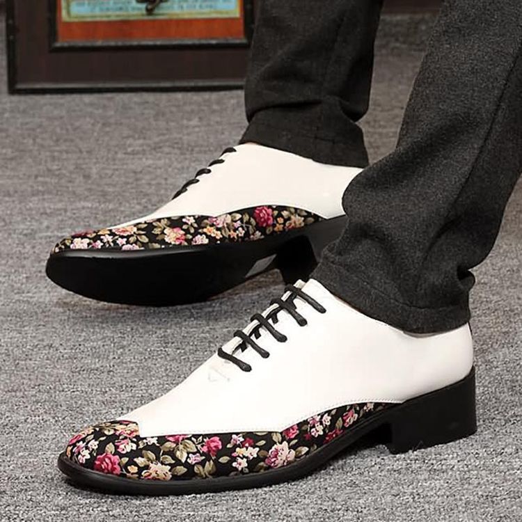 Chaussures Habillées Pour Hommes À Coupe Basse Et Patchwork Floral