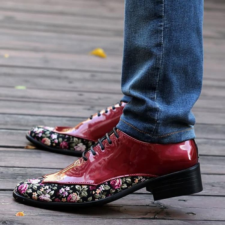 Chaussures Habillées Pour Hommes À Coupe Basse Et Patchwork Floral