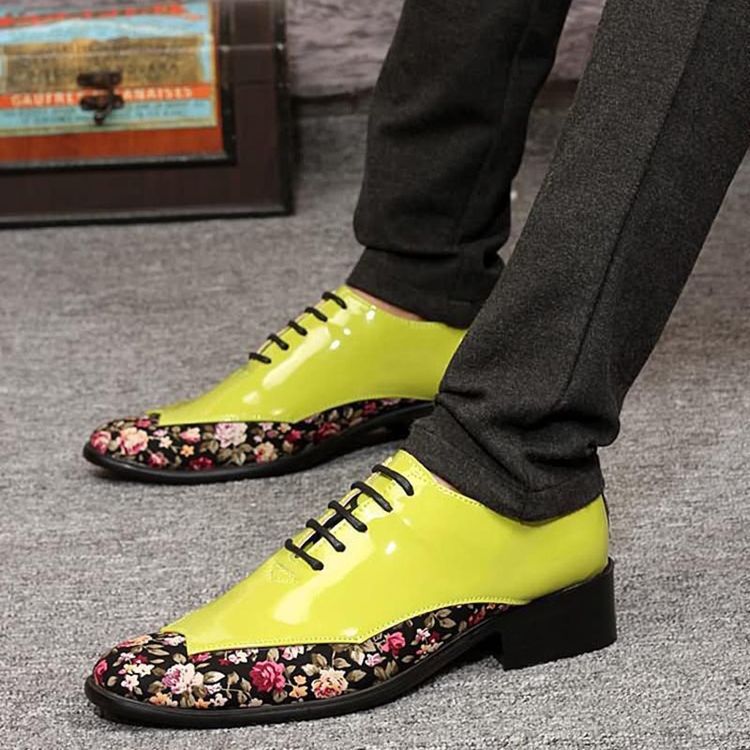 Chaussures Habillées Pour Hommes À Coupe Basse Et Patchwork Floral