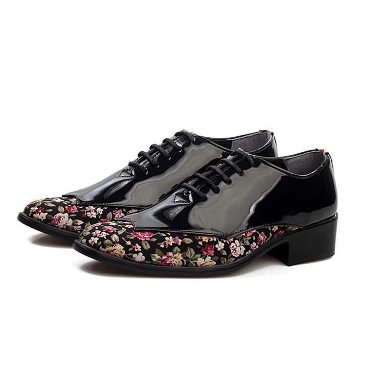 Chaussures Habillées Pour Hommes À Coupe Basse Et Patchwork Floral