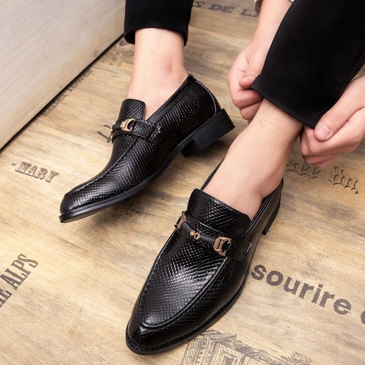 Chaussures Pour Hommes À Bout Rond En Serpentine Pu