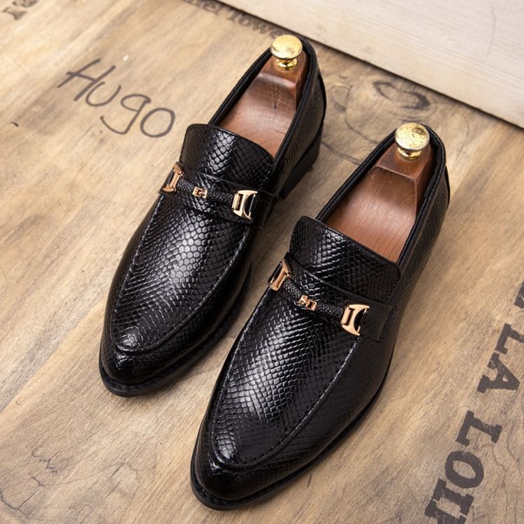 Chaussures Pour Hommes À Bout Rond En Serpentine Pu