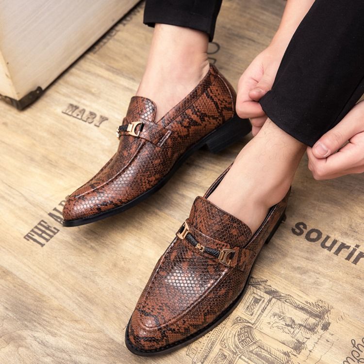 Chaussures Pour Hommes À Bout Rond En Serpentine Pu