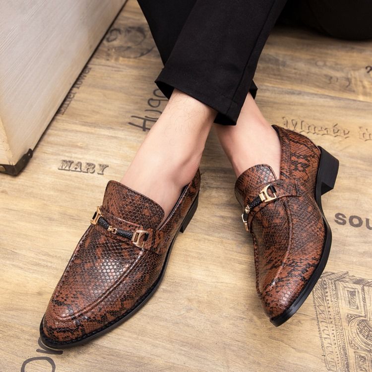 Chaussures Pour Hommes À Bout Rond En Serpentine Pu