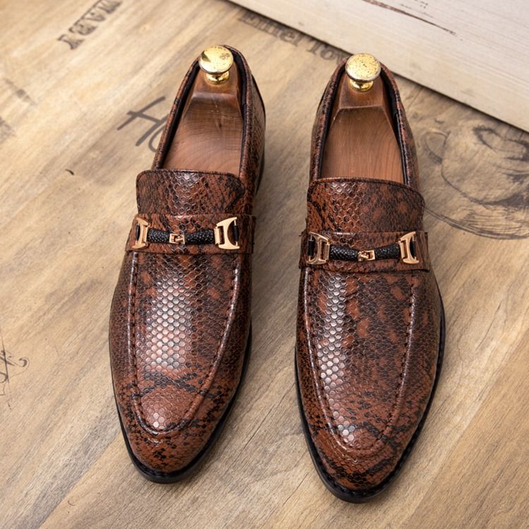 Chaussures Pour Hommes À Bout Rond En Serpentine Pu