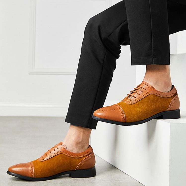 Chaussures À Lacets Pour Hommes À Coupe Basse Et Patchwork