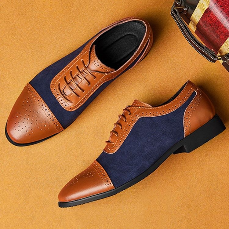 Chaussures À Lacets Pour Hommes À Coupe Basse Et Patchwork