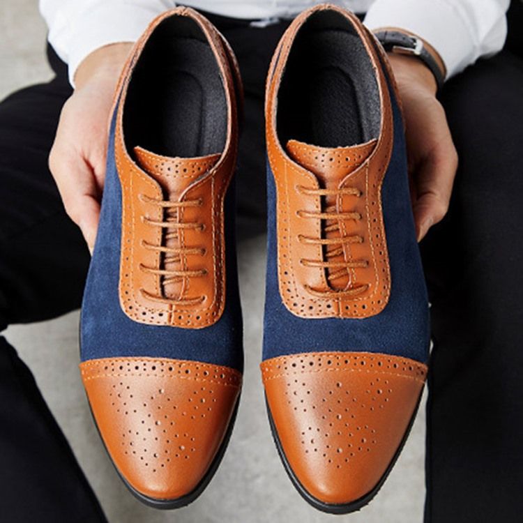 Chaussures À Lacets Pour Hommes À Coupe Basse Et Patchwork