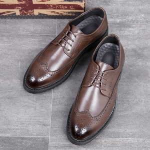 Chaussures Unies À Lacets Et À Talons Carrés Pour Hommes