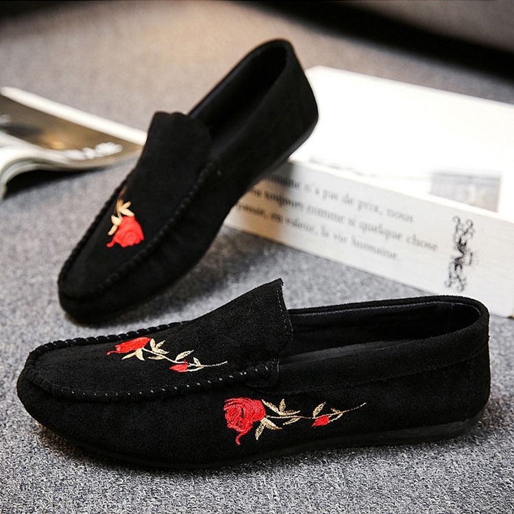 Floral Slip-on Flat Heel Cotton Thin Shoes Richelieus Pour Hommes