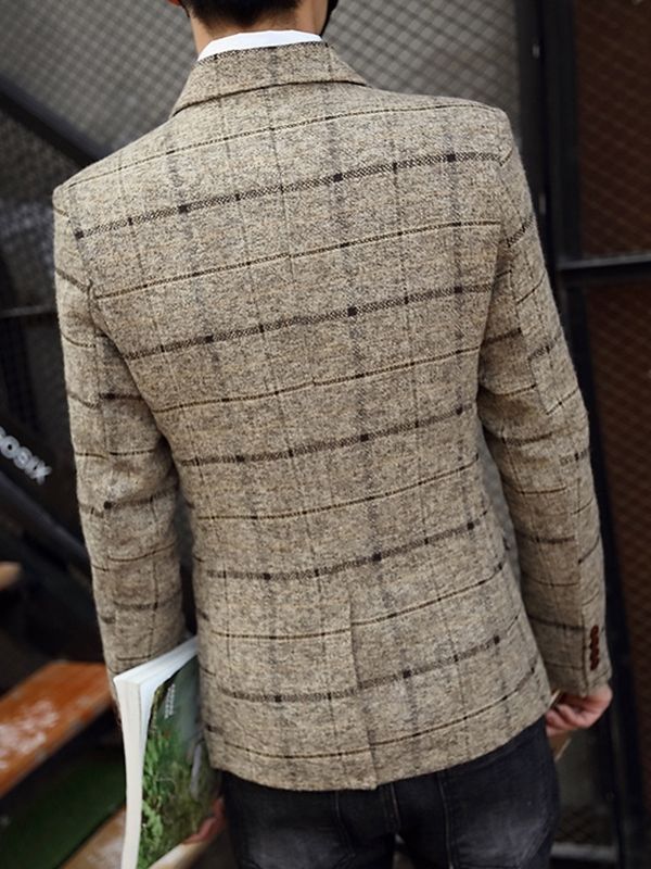 Blazer À Carreaux À Revers Cranté Pour Hommes Vogue Slim