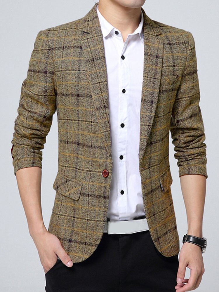 Blazer À Carreaux À Un Bouton Pour Homme Vogue Slim