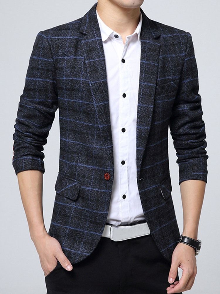 Blazer À Carreaux À Un Bouton Pour Homme Vogue Slim