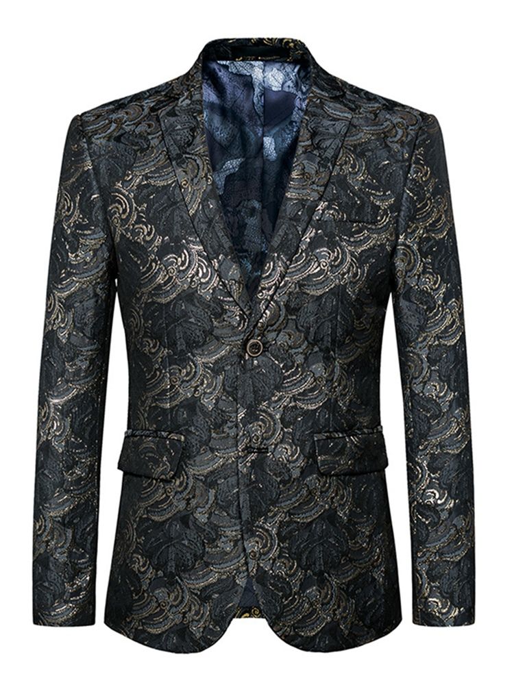 Blazer Pour Homme En Jacquard À Revers Cranté