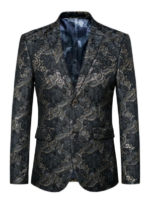 Blazer Pour Homme En Jacquard À Revers Cranté