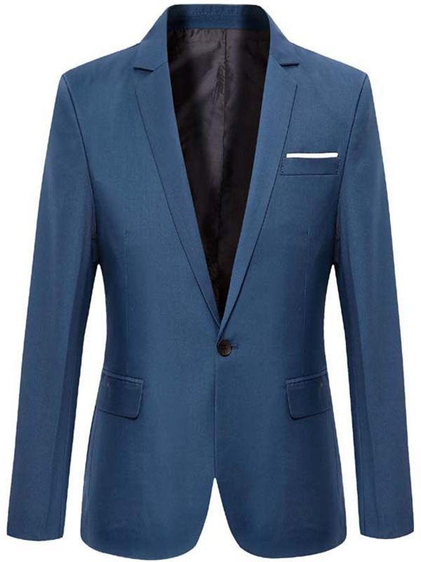 Blazer Pour Homme Vogue À Un Bouton De Couleur Unie