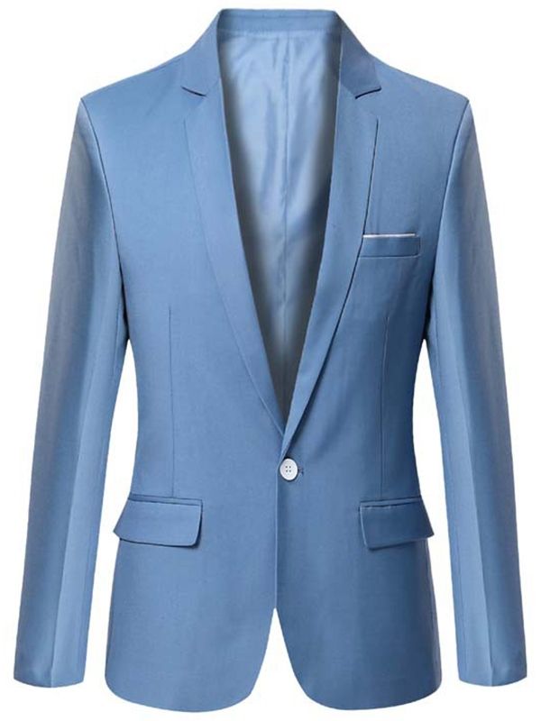 Blazer Pour Homme Vogue À Un Bouton De Couleur Unie