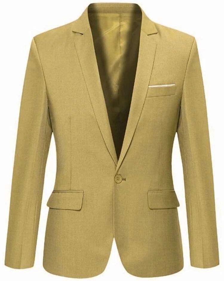 Blazer Pour Homme Vogue À Un Bouton De Couleur Unie