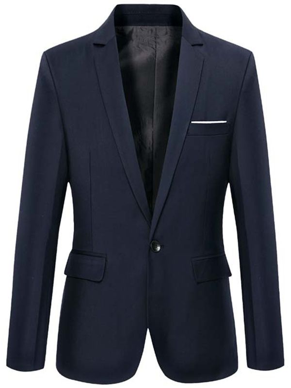 Blazer Pour Homme Vogue À Un Bouton De Couleur Unie