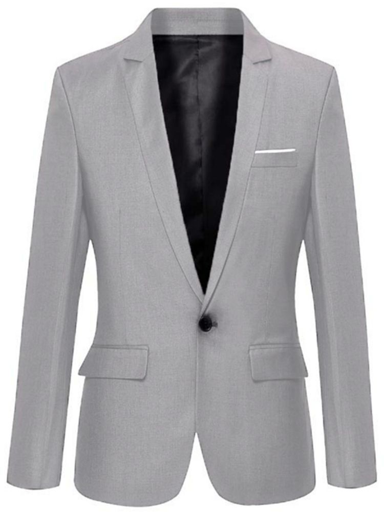 Blazer Pour Homme Vogue À Un Bouton De Couleur Unie